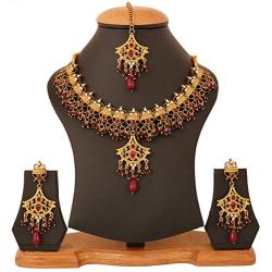 Touchstone Indian Bollywood Gorgeous Intricate Workmanship Mughal White Colorful Rhinestone Crystal Wedding Designer Jewelry Choker Necklace Set in Gold and Silver Tone for Women.