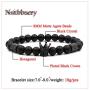 Nsitbbuery Fashion Crystal Crown Cuff Bracelet 8MM Matte Agate Stone Elastic Bracelet