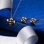 EleQueen 925 Sterling Silver Cute Bee Pendant Choker Necklaces Stud Earrings Jewelry Sets
