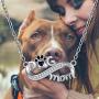 JZMSJF 925 Sterling Silver I Love You Mom Love Heart Necklace Dog Mom Animal Paw Print Pendant for Mother Women Girls