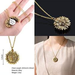 GVUSMIL You are My Sunshine Engraved Pendant Necklace Locket Sunflower Handmade Boho Friendship Bracelets Jewelry Set for Women Girls