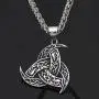 GuoShuang Men Stainless Steel Viking Odins Horn Wolf Pendant Necklace GuoShuang Men Stainless Steel Viking Odins Horn Wolf Pendant Necklace