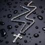INBLUE Cross Necklace Pendant for Men Boys Women Girls Stainless Steel Cross Faith Necklace Cubic Zirconia Christian Prayer Gifts Friendship Jewelry with 22/24 inches Byzantine Chain