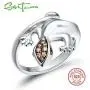 Santuzza 925 Silver Lizard Jewelry Set Ring Earrings Pendant in Black Spinel Champagne Cubic Zirconia Stone Santuzza 925 Silver Lizard Jewelry Set Ring Earrings Pendant in Black Spinel Champagne Cubic Zirconia Stone