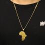 Aiyo Nice Hip Hop Jewelry 75cm Long Chain Platinum 18K Gold Plated African Map Pendant Necklace