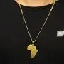 Aiyo Nice Hip Hop Jewelry 75cm Long Chain Platinum 18K Gold Plated African Map Pendant Necklace