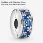 Pandora Jewelry Blue Pave Clip Crystal and Cubic Zirconia Charm in Sterling Silver