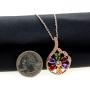 Uloveido Rose Gold Plated Crystal Flower Pendant Necklace and Earrings Set for Women Girls