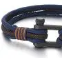 COOLSTEELANDBEYOND Men Women Steel Screw Anchor Shackle Nautical Sailor Navy Blue Brown Rope Wristband Wrap Bracelet
