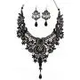 Black Lace Necklace Earrings Set,JoyTong Lace Pendant Choker and Eardrop (Black) Black Lace Necklace Earrings Set,JoyTong Lace Pendant Choker and Eardrop (Black)