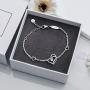 ELEGANZIA Heart Bracelet Sterling Silver for Women, Cubic Zirconia Love Charm Bracelet Eternity Jewelry Anniversary Birthday Valentine for Her