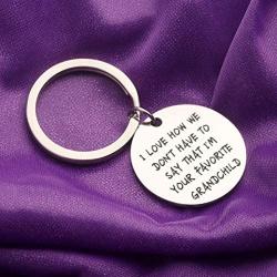 SEIRAA Grandparents Gift Grandpa Keychain Gift for Grandma from Grandchildren Favorite Grandchild Keychain Grandmother Gift