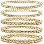 Beaded Bracelet for Women Stack 14 K Real Gold Ball Beads Bracelet Elastic String Friendship Bracelets Set Dainty Stretch Bracelets Jewelry for Men Girls Beaded Bracelet for Women Stack 14 K Real Gold Ball Beads Bracelet Elastic String Friendship Bracelets Set Dainty Stretch Bracelets Jewelry for Men Girls