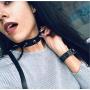 Punk Rock Gothic Black Rivet Leather Spiked Necklace Neckband Choker Adjustable