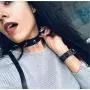 Punk Rock Gothic Black Rivet Leather Spiked Necklace Neckband Choker Adjustable Punk Rock Gothic Black Rivet Leather Spiked Necklace Neckband Choker Adjustable