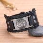 VASSAGO Vintage Norse Myth Tree of Life Yggdrasil Pentagram Amulet Cuff Leather Bracelet