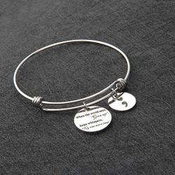 AKTAP Mental Health Awareness Bracelet Semicolon Inspirational Jewelry When The World Says Give Up Hope Whispers Try One More Time