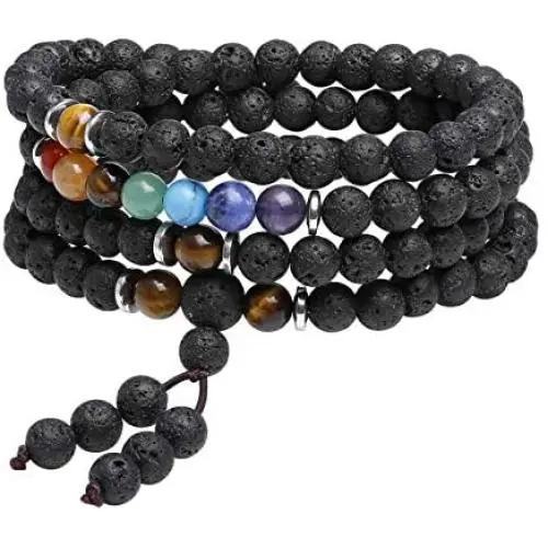 Top Plaza 108 Mala Prayer Beads Stretch Bracelet 7 Chakra Healing Crystal Stone Multilayer Wrap Bracelets Yoga Meditation Reiki Quartz Jewelry for Womens Mens Top Plaza 108 Mala Prayer Beads Stretch Bracelet 7 Chakra Healing Crystal Stone Multilayer Wrap Bracelets Yoga Meditation Reiki Quartz Jewelry for Womens Mens