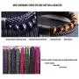 HASKARE Mens Bead Leather Bracelet, Tiger Eye Black Obsidian Braided Genuine Leather Beads Bracelet with 316L Stainless Steel Magnetic Closure for Men