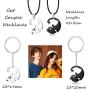 JOERICA 6 Pcs Couple Necklace Bracelets Keychain Matching Set for Women Men Cat Pendant Necklace His & Hers Bracelets Cat Keychain Couple Gift
