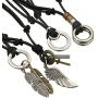 Jstyle 4 Pcs Leather Necklace for Men Women Pendant Vintage Wing Feather Chain Adjustable