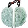 LOOPIG 1pair Chinese Traditional Burma Jade Necklace Pendant Phoenix Dragon Pendant Jewelry