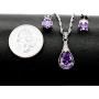 Uloveido Elegant Purple Crystal Wedding Engagement Jewelry Set for Bridal Women Anniversary Birthday Charm Anniversary Necklace and Studs Earrings Jewelry Set for Women Girls WHT37