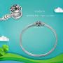 NINAQUEEN 925 Sterling Silver Basic Snake Chain Bracelet with Black Clasp Charms Fit Pandora Charms