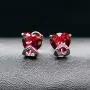 Uloveido Big Red Purple Heart Pendant Necklace AAA Cubic Zirconia Stud Drop Earrings and Solitaire Ring Crystal Wedding Engagement Jewelry Set for Women Girls Gift T086