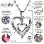 DEPHINI - Mom Necklace - 925 Sterling Silver - I Love You Mom - Heart Mum Pendant with CZ Crystals - Fine Jewellery Mothers Day Necklace - 18'' Rhodium Plated Silver Chain - A Cubic Zirconia