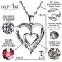DEPHINI - Mom Necklace - 925 Sterling Silver - I Love You Mom - Heart Mum Pendant with CZ Crystals - Fine Jewellery Mothers Day Necklace - 18'' Rhodium Plated Silver Chain - A Cubic Zirconia