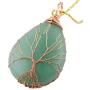SUNYIK Green Aventurine Teardrop Tree of Life Pendant Necklace,Handmade Copper Wire Wrapped Jewelry