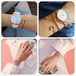 Starain Rose Gold Bracelets for Women Girls Arrow Knot Heart Leaf Bangle Bracelet Stackable Cuff Bracelet Set, 5Pcs
