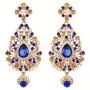 Crunchy Fashion Indian Bollywood Traditional Floral Theme White Rhinestone and Blue Faux Sapphire Bridal Designer Jewelry Necklace Set for Women / Girls