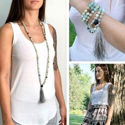 Aspen & Eve 108 Bead Malas - Mala Necklace & Bracelet with Tassel - 8mm Stone Beads - Strand 108 Beads Necklace for Mindfulness & Yoga