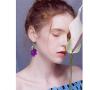 DAMLENG Unique Cute Creative Fruits Dangle Drop Earrings Sparkly Crystal Grape Earring With Green Leaf for Women Girls Statement Jewelry Gifts