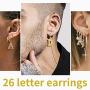 Initial Dangle Earrings Women 18K Gold Plated Personalized Alphabet 26 Letters Charm Hypoallergenic Earrings Jewelry Fashion Gift for Women Girls, Send Gift Box