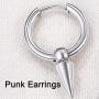 Topsteel Stainless Steel Spike Hoop Earrings for Men Women, Cross/Bar/Feather Cool Goth Punk Eboy Jewelry, Statement Jewelry, Come Gift Box