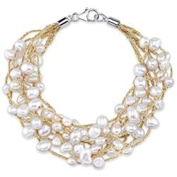 THE PEARL SOURCE 4-5mm Genuine White Freshwater Cultured Pearl Mila Bracelet for Women