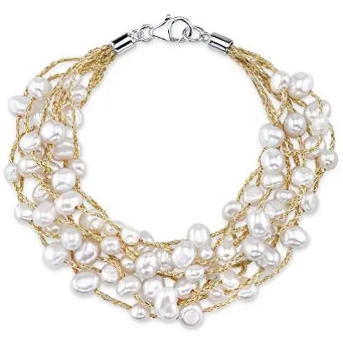 THE PEARL SOURCE 4-5mm Genuine White Freshwater Cultured Pearl Mila Bracelet for Women THE PEARL SOURCE 4-5mm Genuine White Freshwater Cultured Pearl Mila Bracelet for Women