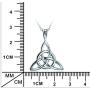 925 Sterling Silver Good Luck Irish Celtic Knot Triangle Vintage Pendant Necklaces, Rolo Chain 18 inches