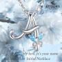EUDORA Sterling Silver Necklace 26 Letters Alphabet Personalized Charm Pendant with 18inch O-Ring Chain