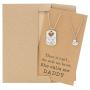 Quan Jewelry Father and Daughter Necklace Set, Dog Tag and Heart Charms Inspirational Gifts with Greeting Card