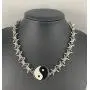 Skye Jewelry Barbed Wire Necklace w/Round Ying Yang Attached Pendant & Adjustable Clasp Fits 14” – 17”