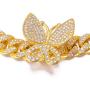 QNNY 12mm Butterfly Bracelet Necklace for Men Women 8 18 20 24 Inch Cuban Chain Link 18K Gold Plated Iced Out Miami Hip Hop Jewelry