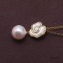 JYX Pearl Pendant 18K Gold Luxurious 8-8.5mm White Japanese Akoya Pearl Seawater Cultured Pearl Pendant Necklace