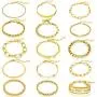 Hicarer 15 Pieces Women Chain Bracelets Set Adjustable Gold Cuban Snake Geometric Beaded Hip Hop Chunky Chain Link Bracelet for Women Girls Valentines Day Jewelry