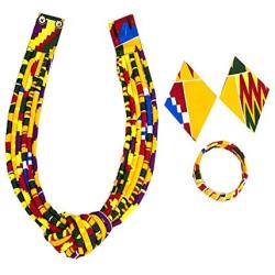 AFRICSTYLE African Jewelry Set Ankara Print Necklaces with Matching Earrings for Women