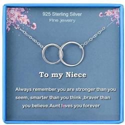 Niece Gifts from Aunt Girls Necklace 2 Circles Infinity Pendant 925 Sterling Silver Teen Girls Simple Infinite Jewelry for Women Girls Gift for Little Girls