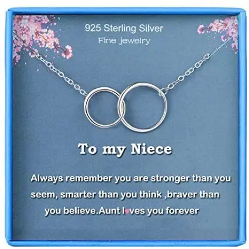 Niece Gifts from Aunt Girls Necklace 2 Circles Infinity Pendant 925 Sterling Silver Teen Girls Simple Infinite Jewelry for Women Girls Gift for Little Girls Niece Gifts from Aunt Girls Necklace 2 Circles Infinity Pendant 925 Sterling Silver Teen Girls Simple Infinite Jewelry for Women Girls Gift for Little Girls